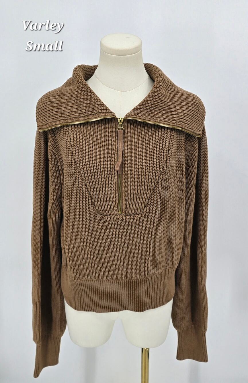 Varley Mentone Half Zip Knit Pullover –‎ Golden Bronze - Small